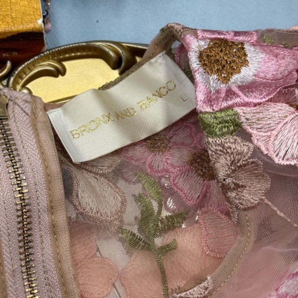 🆕 BRONX & BANCO 🧿 NWOT Jasmine Capsleeve Pink Floral Mini Dress, Sz L US 8 - Picture 16 of 17